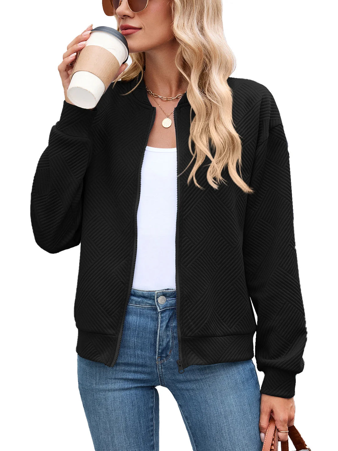 Neda | Women's Textured Bomber Jacket