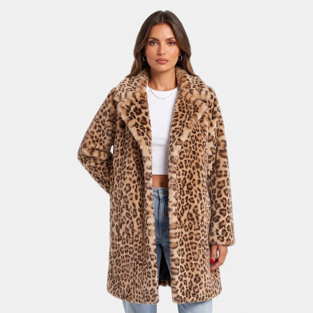 Nell | Women's Oversized Leopard Print Faux Fur Coat