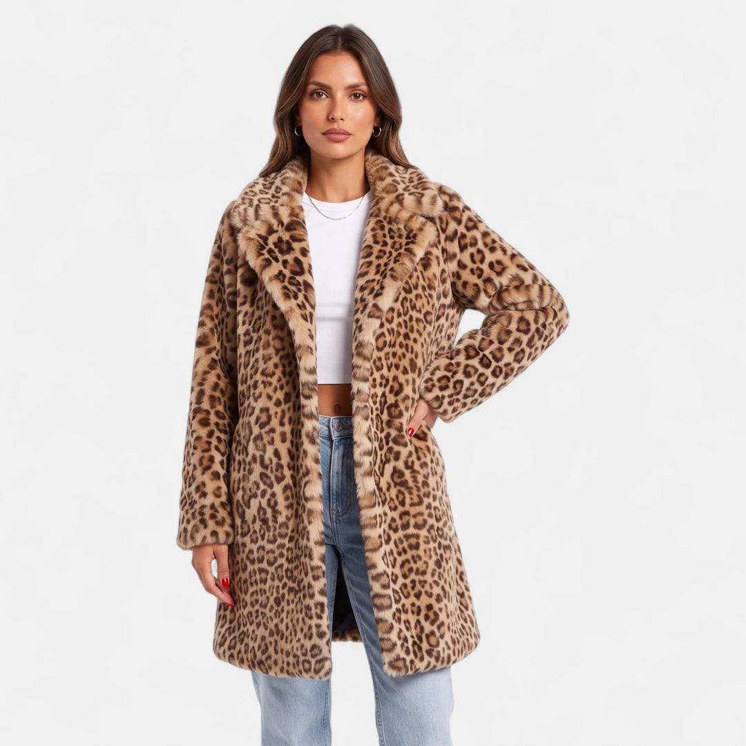 Nell | Women's Oversized Leopard Print Faux Fur Coat