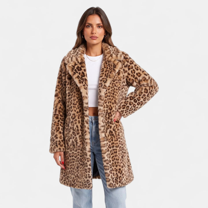 Nell | Women's Oversized Leopard Print Faux Fur Coat