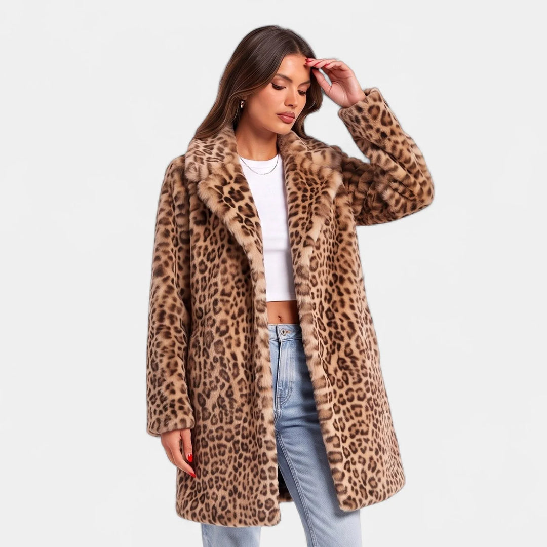 Nell | Women's Oversized Leopard Print Faux Fur Coat