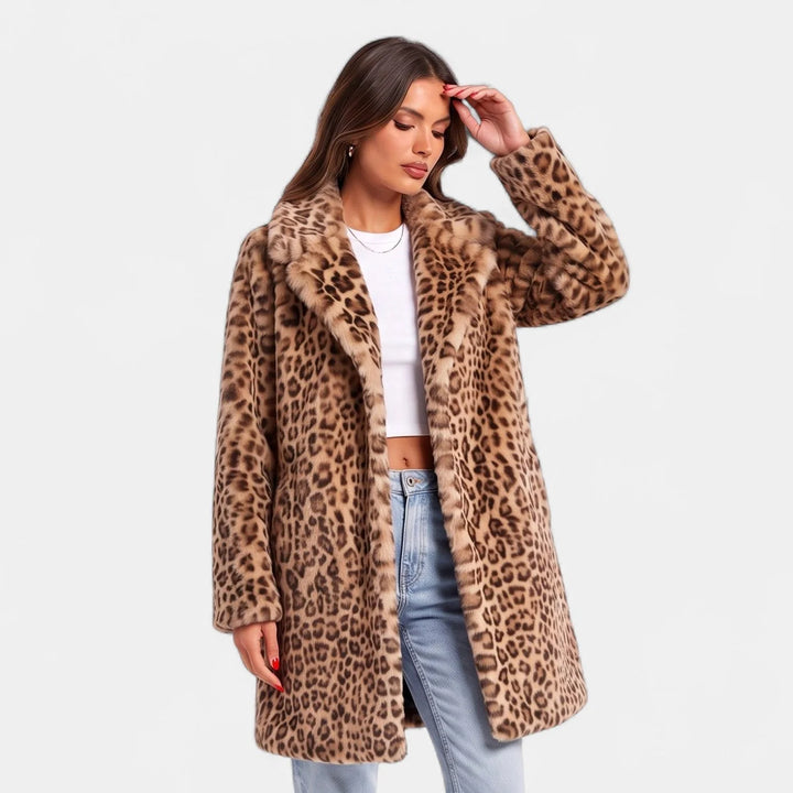 Nell | Women's Oversized Leopard Print Faux Fur Coat