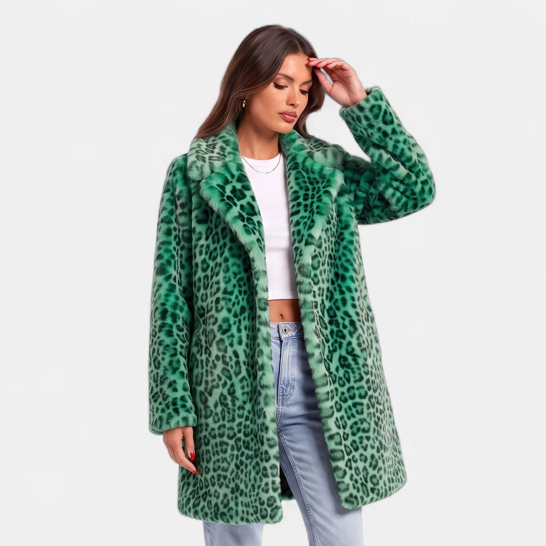 Nell | Women's Oversized Leopard Print Faux Fur Coat