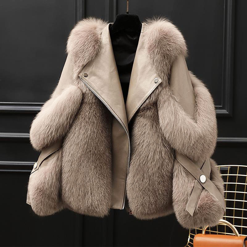 Noelle | Women's Faux Fur Jacket Plush Collar Zip Up Cropped