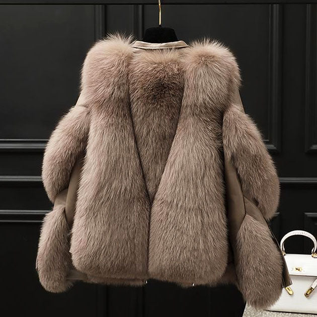 Noelle | Women's Faux Fur Jacket Plush Collar Zip Up Cropped