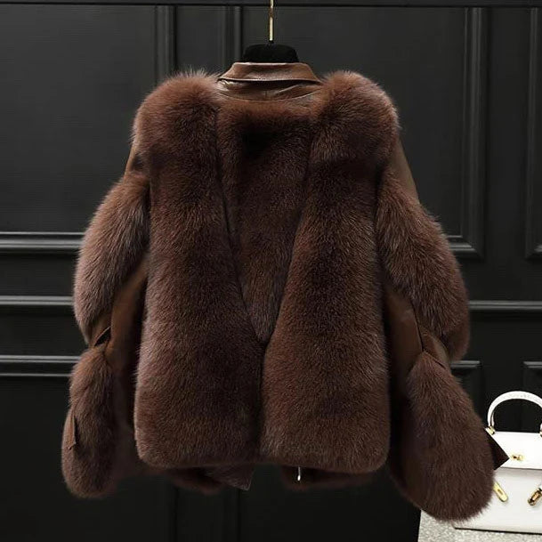 Noelle | Women's Faux Fur Jacket Plush Collar Zip Up Cropped