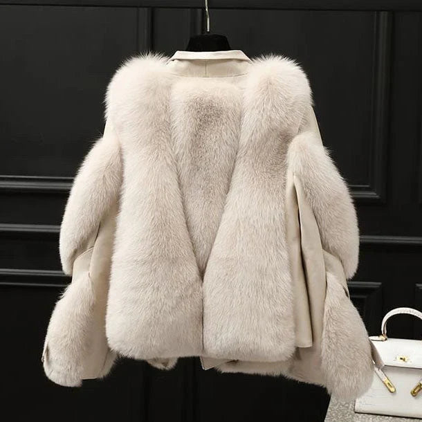 Noelle | Women's Faux Fur Jacket Plush Collar Zip Up Cropped