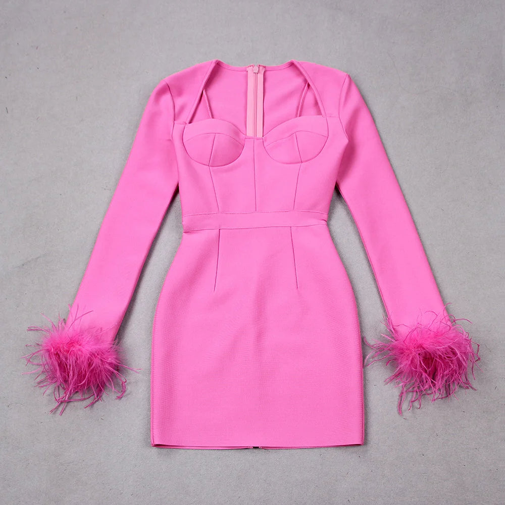 Nora | Women's Feather Cuff Corset Dress