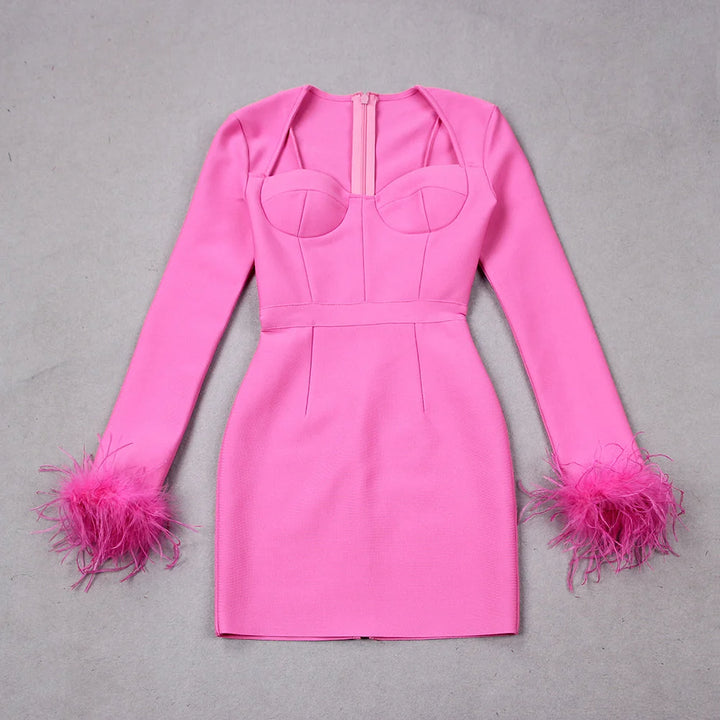 Nora | Women's Feather Cuff Corset Dress