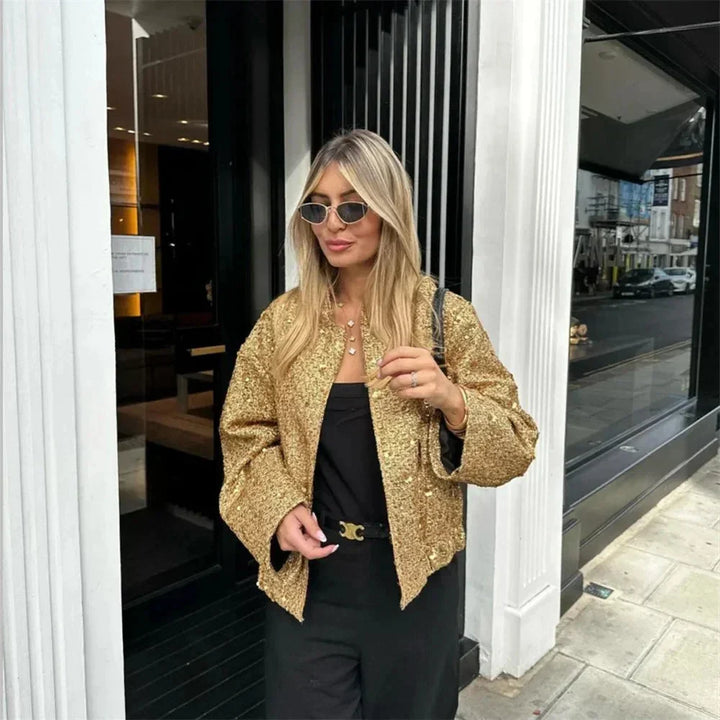 Odette | Women's Oversized Sequin Bomber Jacket