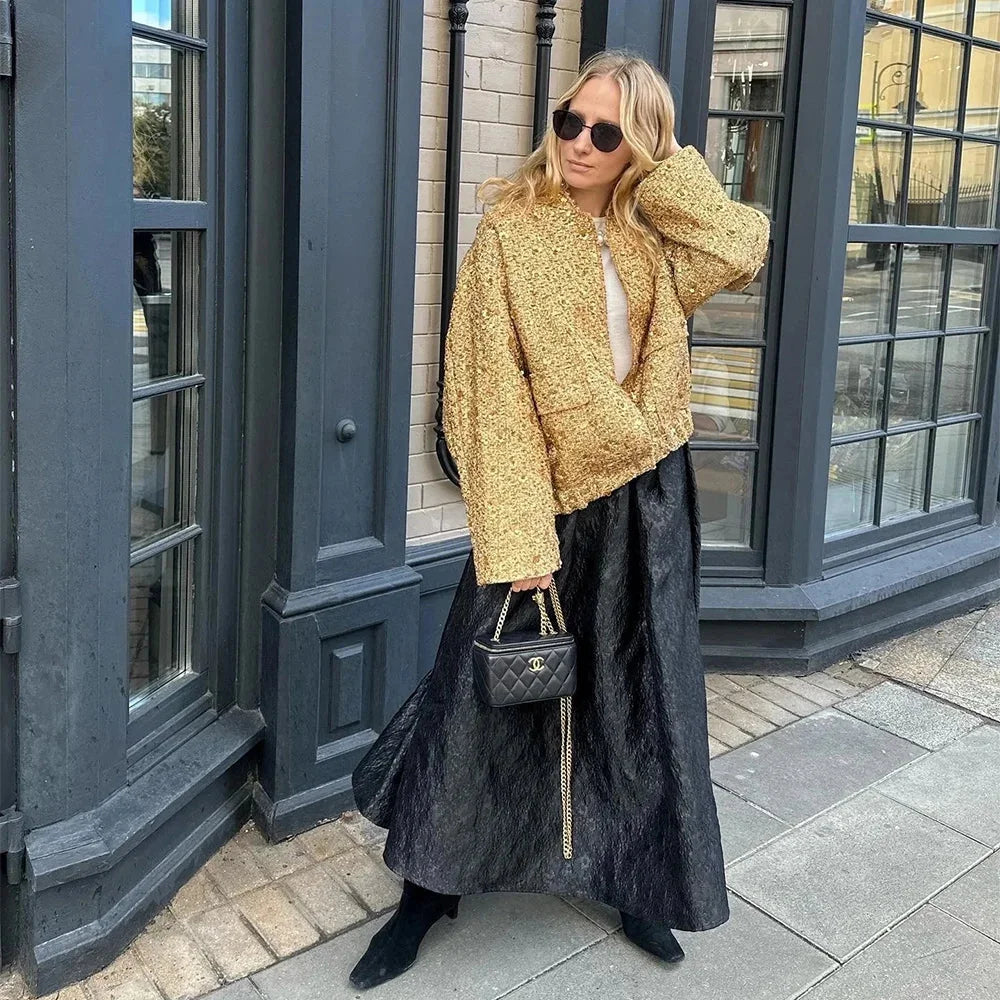 Odette | Women's Oversized Sequin Bomber Jacket