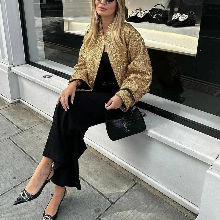 Odette | Women's Oversized Sequin Bomber Jacket