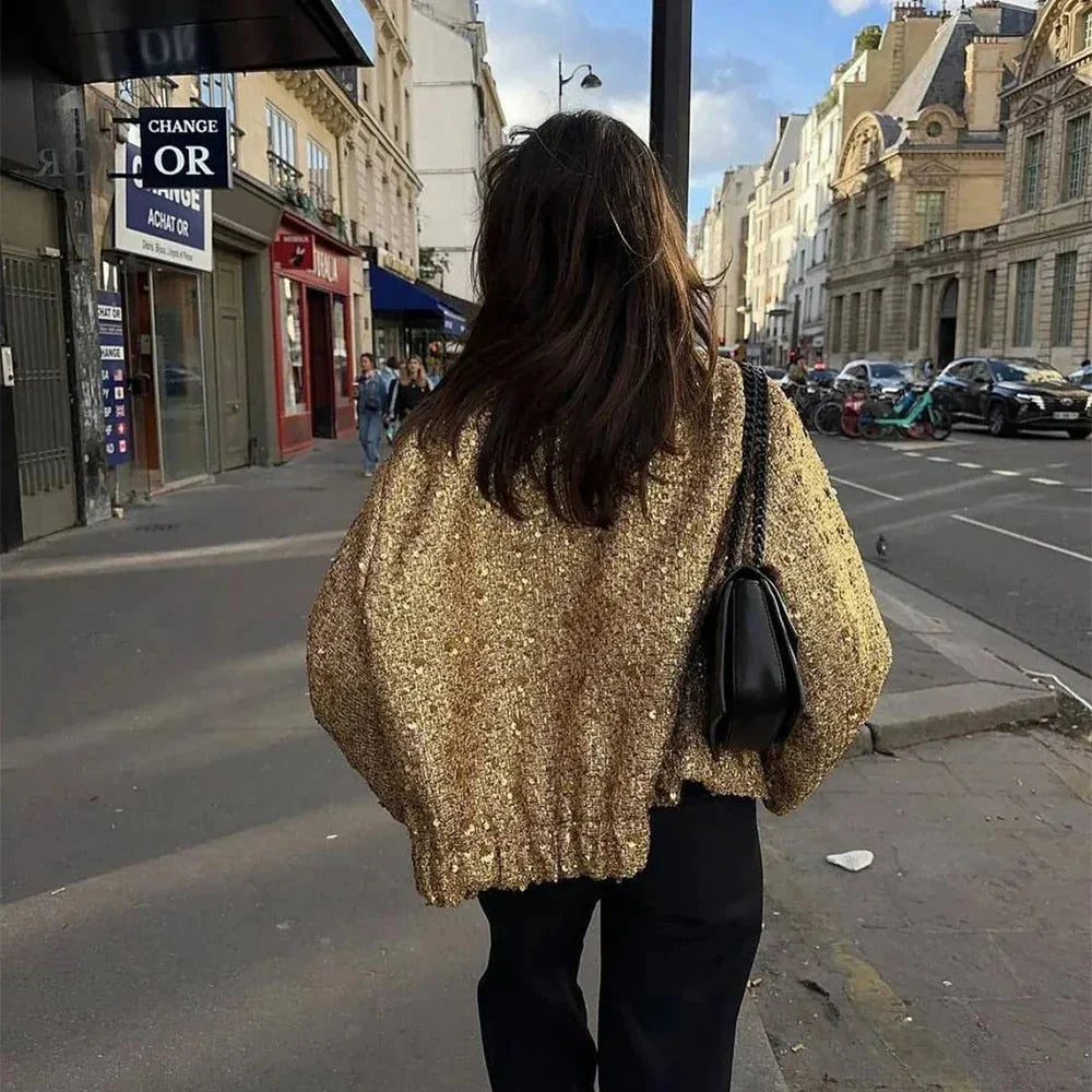 Odette | Women's Oversized Sequin Bomber Jacket
