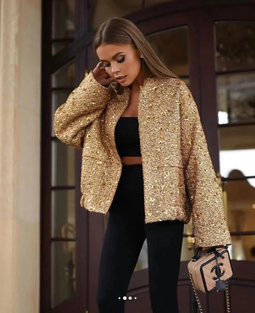 Odette | Women's Oversized Sequin Bomber Jacket