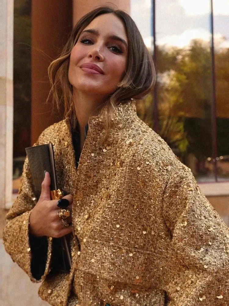 Odette | Women's Oversized Sequin Bomber Jacket