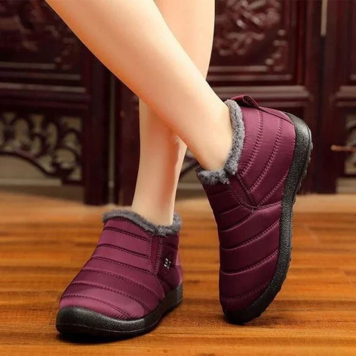 Pamela | Women's Faux Fur Lined Slip On Flat Ankle Boots