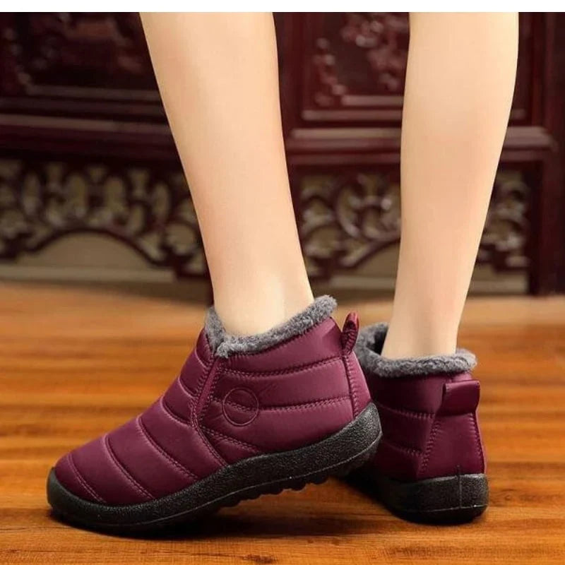 Pamela | Women's Faux Fur Lined Slip On Flat Ankle Boots