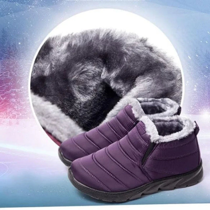 Pamela | Women's Faux Fur Lined Slip On Flat Ankle Boots