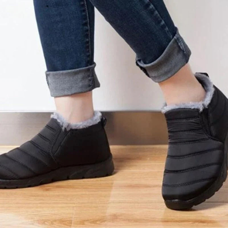 Pamela | Women's Faux Fur Lined Slip On Flat Ankle Boots