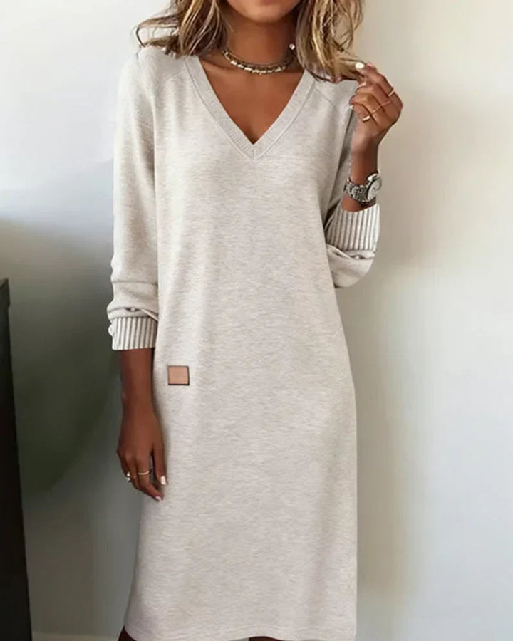 Paulette | Women's Comfortable V-Neck Knit Dress