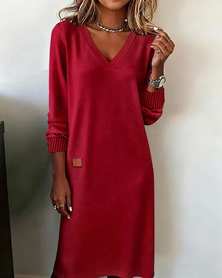 Paulette | Women's Comfortable V-Neck Knit Dress