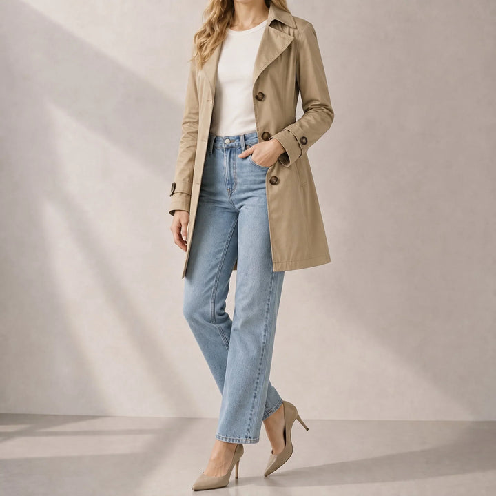 Pearl | Women's Belted Waist Tailored Trench Coat