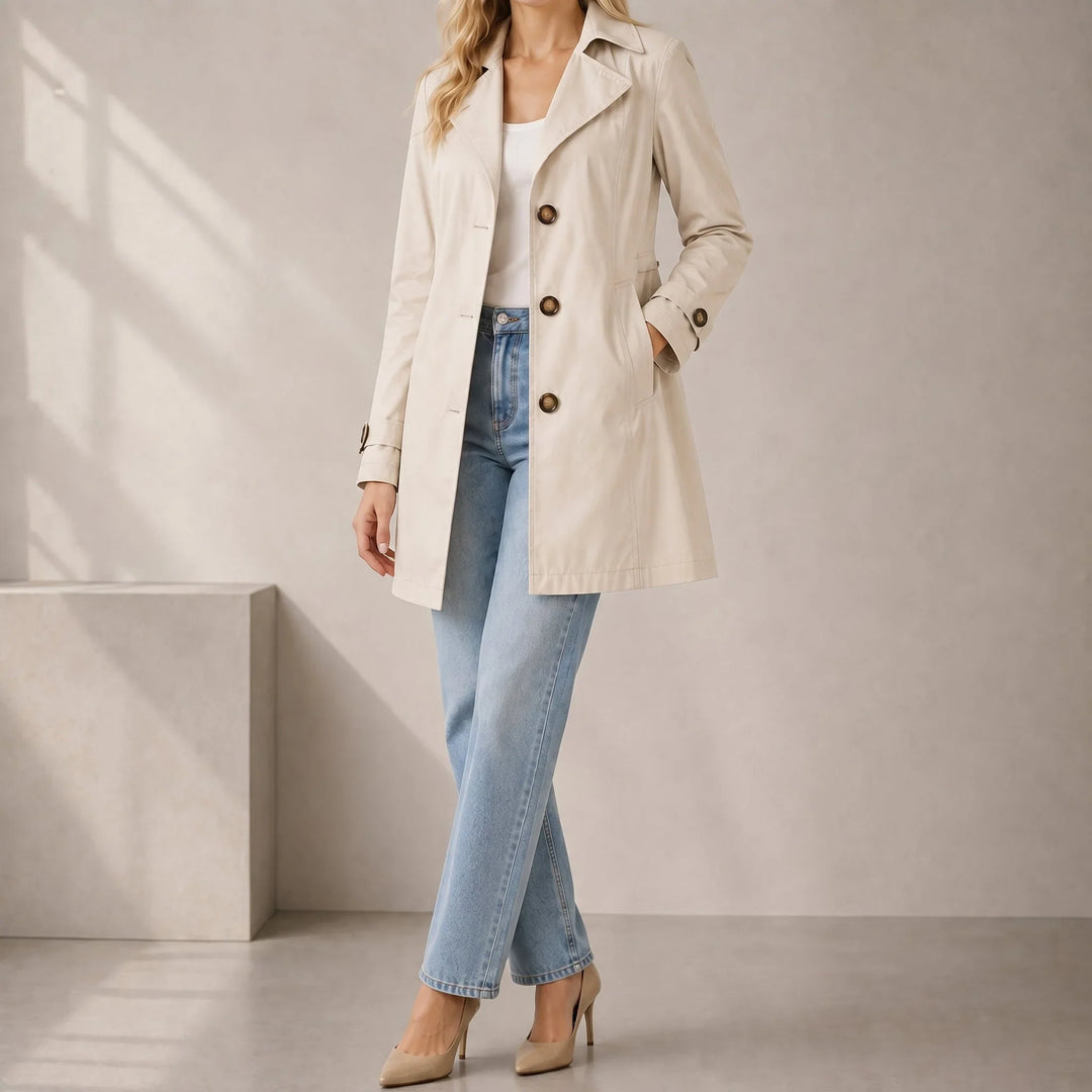 Pearl | Women's Belted Waist Tailored Trench Coat