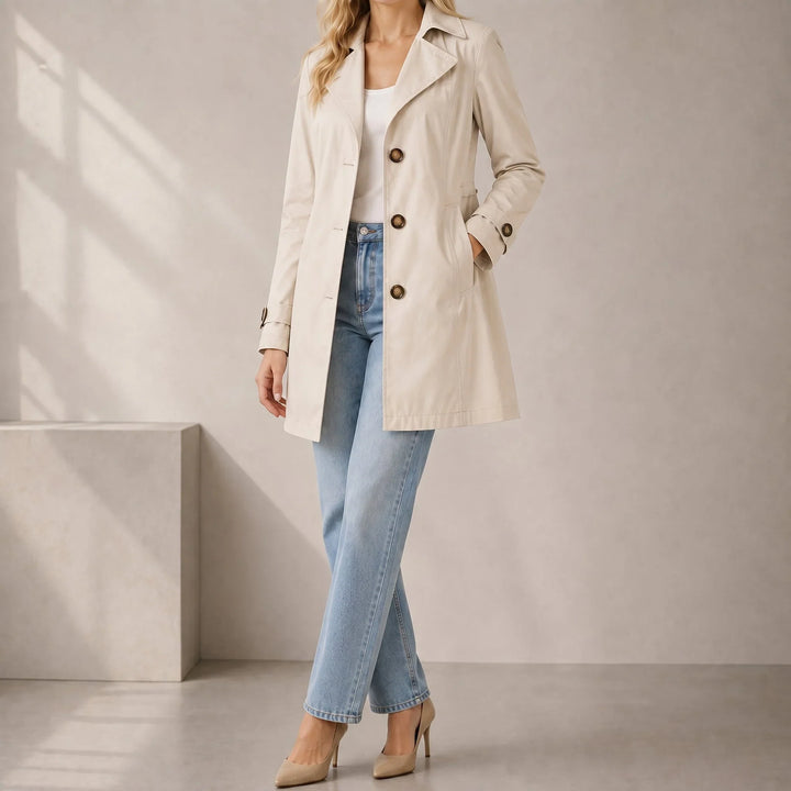 Pearl | Women's Belted Waist Tailored Trench Coat