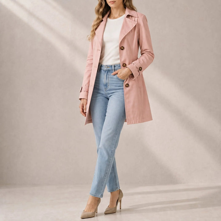 Pearl | Women's Belted Waist Tailored Trench Coat