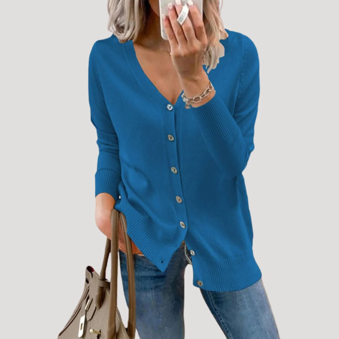 Phoebe | Women's V Neck Button Front Knit Cardigan Sweater