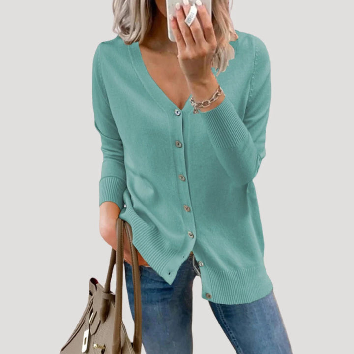 Phoebe | Women's V Neck Button Front Knit Cardigan Sweater