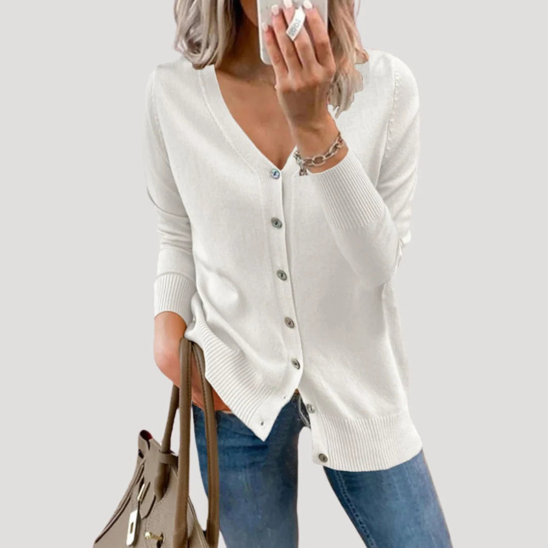 Phoebe | Women's V Neck Button Front Knit Cardigan Sweater