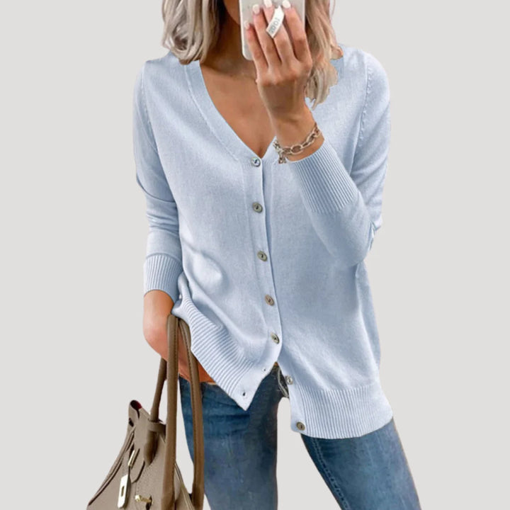 Phoebe | Women's V Neck Button Front Knit Cardigan Sweater