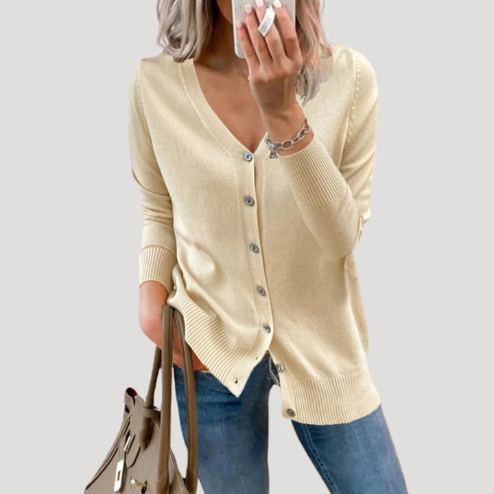 Phoebe | Women's V Neck Button Front Knit Cardigan Sweater