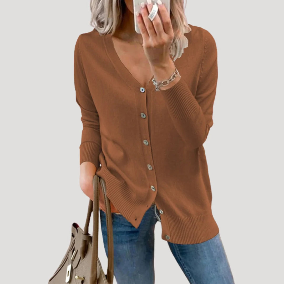 Phoebe | Women's V Neck Button Front Knit Cardigan Sweater