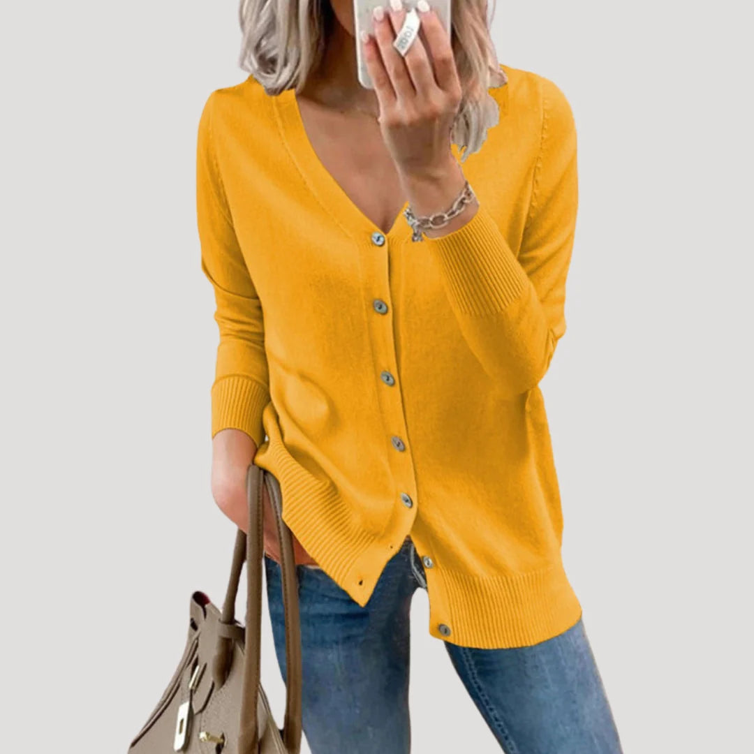 Phoebe | Women's V Neck Button Front Knit Cardigan Sweater