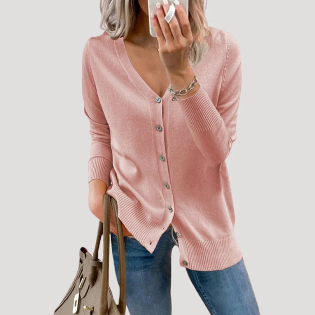 Phoebe | Women's V Neck Button Front Knit Cardigan Sweater