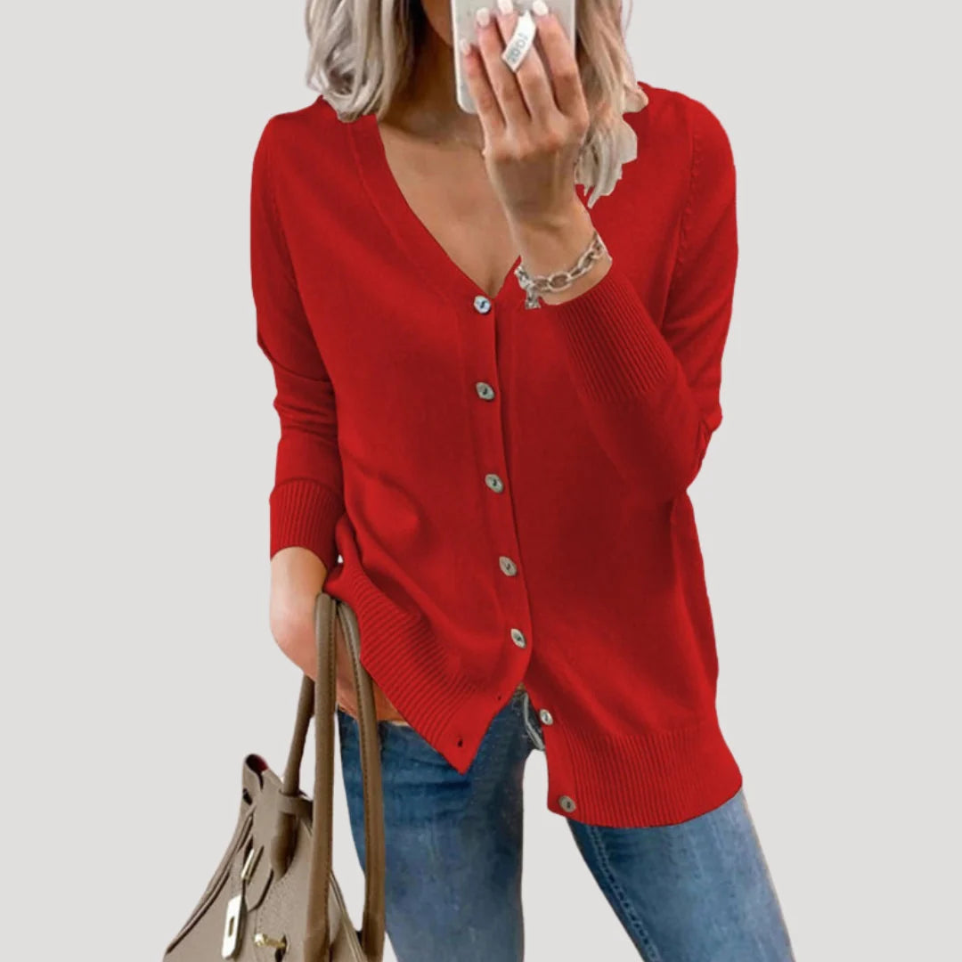 Phoebe | Women's V Neck Button Front Knit Cardigan Sweater