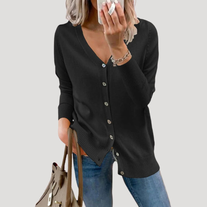 Phoebe | Women's V Neck Button Front Knit Cardigan Sweater