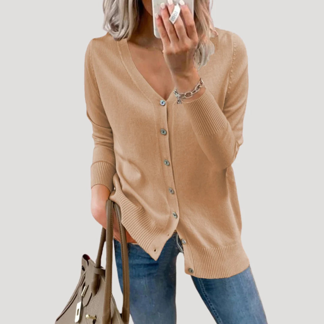 Phoebe | Women's V Neck Button Front Knit Cardigan Sweater
