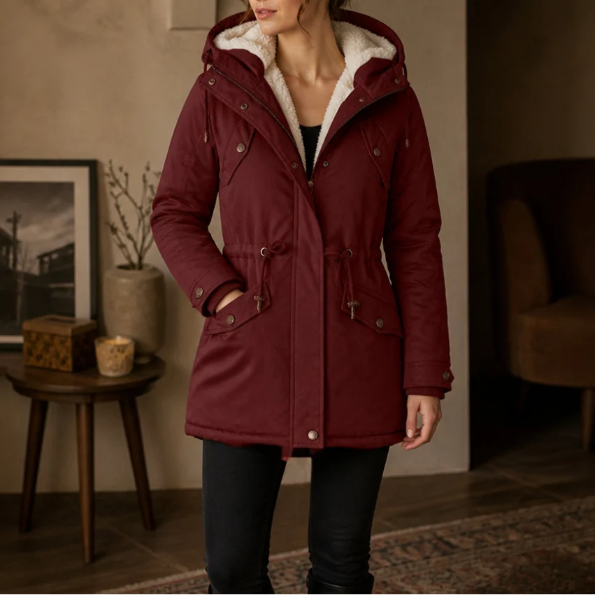 Polly | Women's Fleece Lined Padded Zip Up Parka