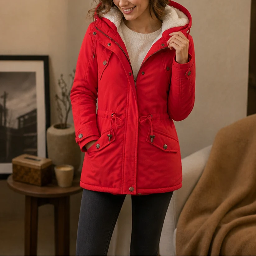 Polly | Women's Fleece Lined Padded Zip Up Parka