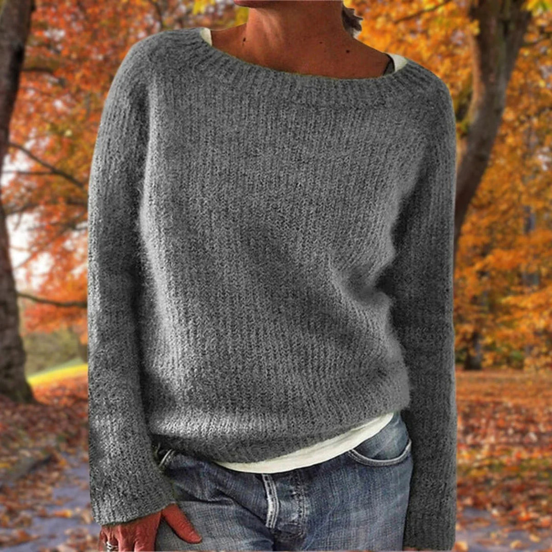 Priya | Women's Knit Sweater Boat Neckline Double Layer