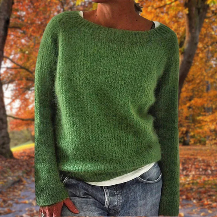 Priya | Women's Knit Sweater Boat Neckline Double Layer