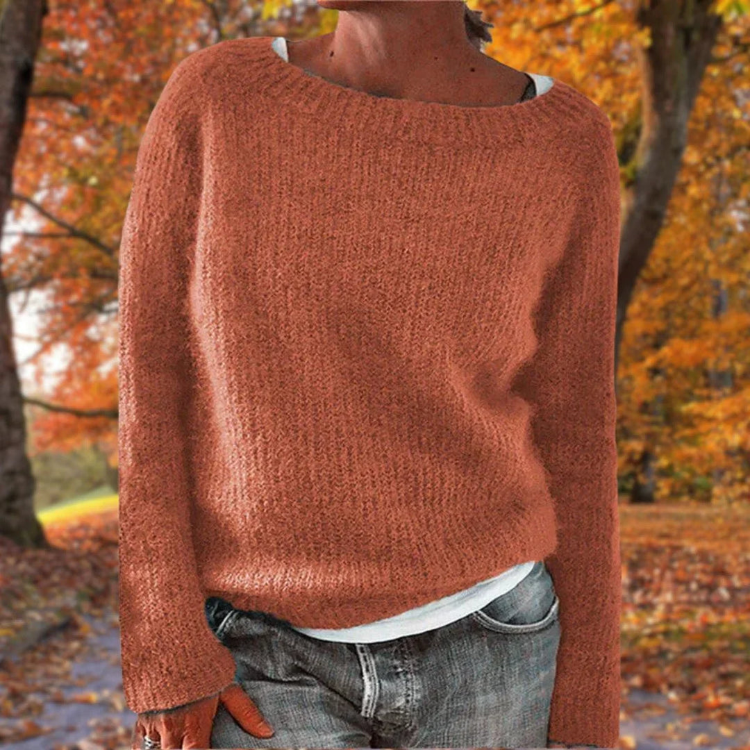 Priya | Women's Knit Sweater Boat Neckline Double Layer