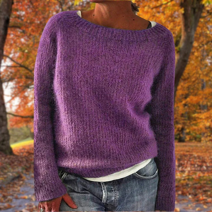 Priya | Women's Knit Sweater Boat Neckline Double Layer
