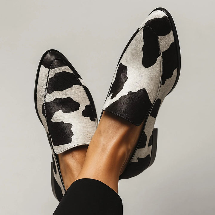 Rachael | Women's Cow Print Pointed-Toe Loafers