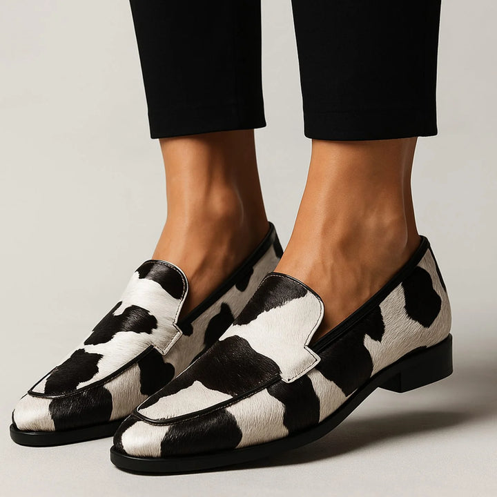 Rachael | Women's Cow Print Pointed-Toe Loafers
