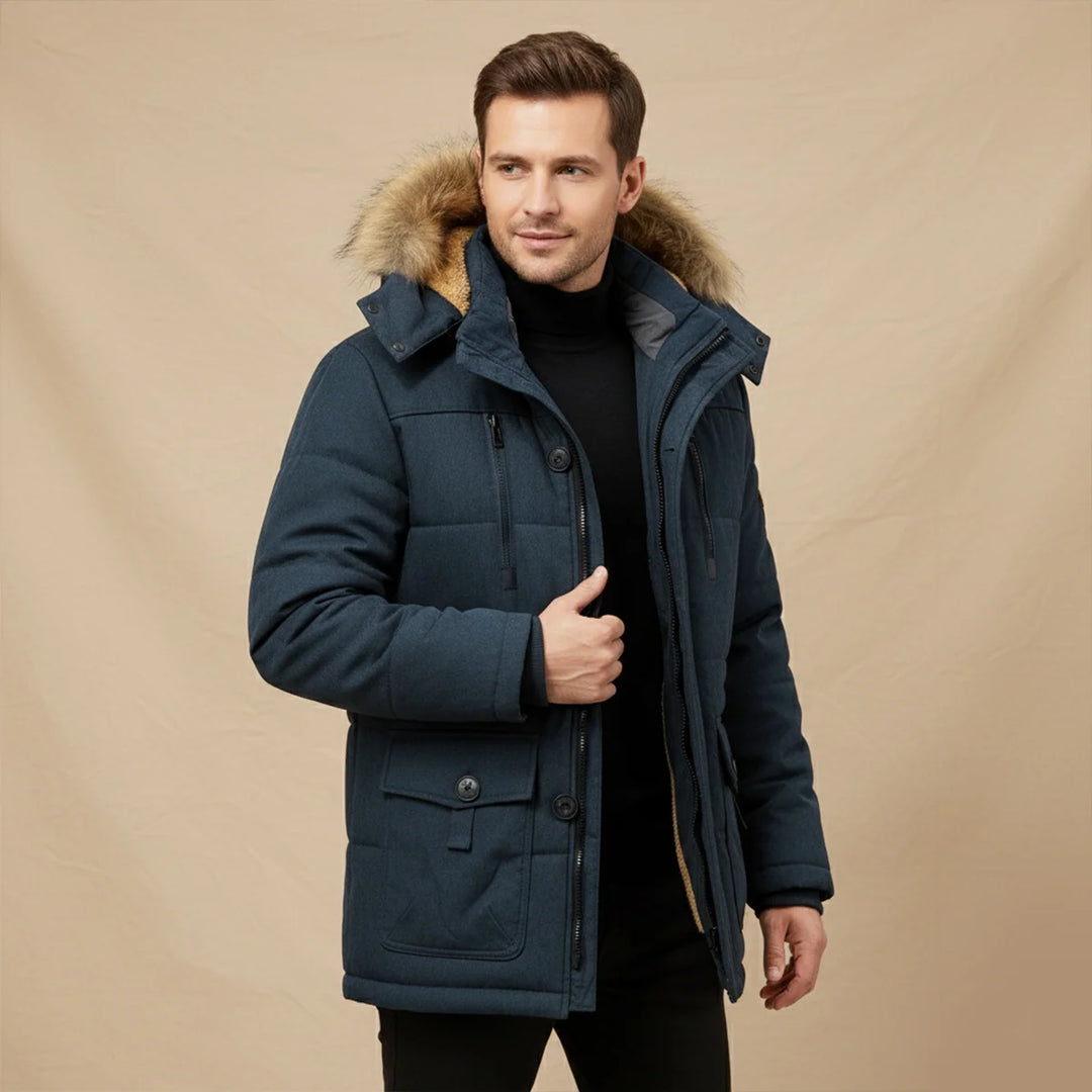 Ralph | Men's Hooded Fleece Lined Long Winter Jacket