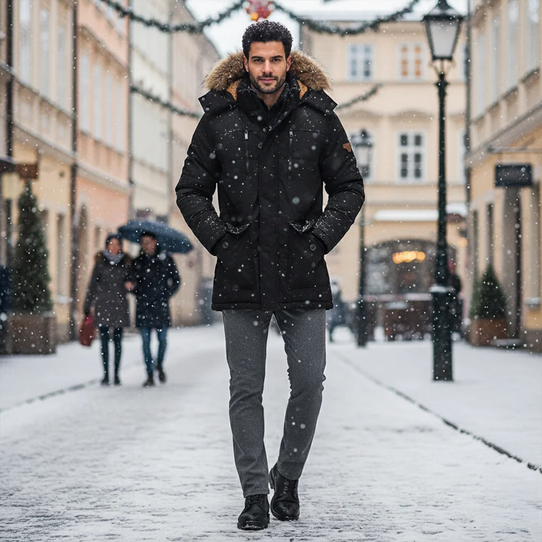 Ralph | Men's Hooded Fleece Lined Long Winter Jacket